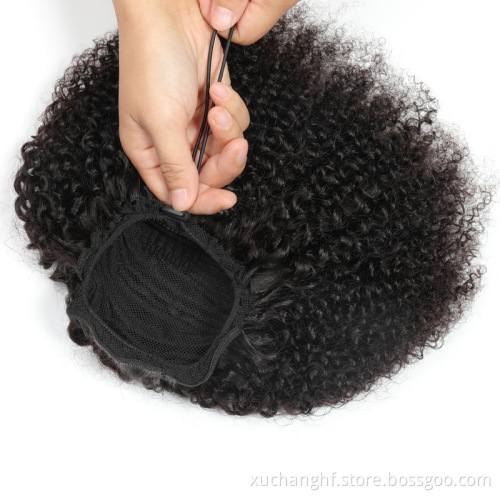 Hanfan Wholesale Long Wavy Ponytail Hair afro kinky curly Drawstring Ponytails Clip in Hairpiece Ponytail for Black women